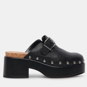Dolce Vita Yevan Black Leather Studded Clogs Size 7